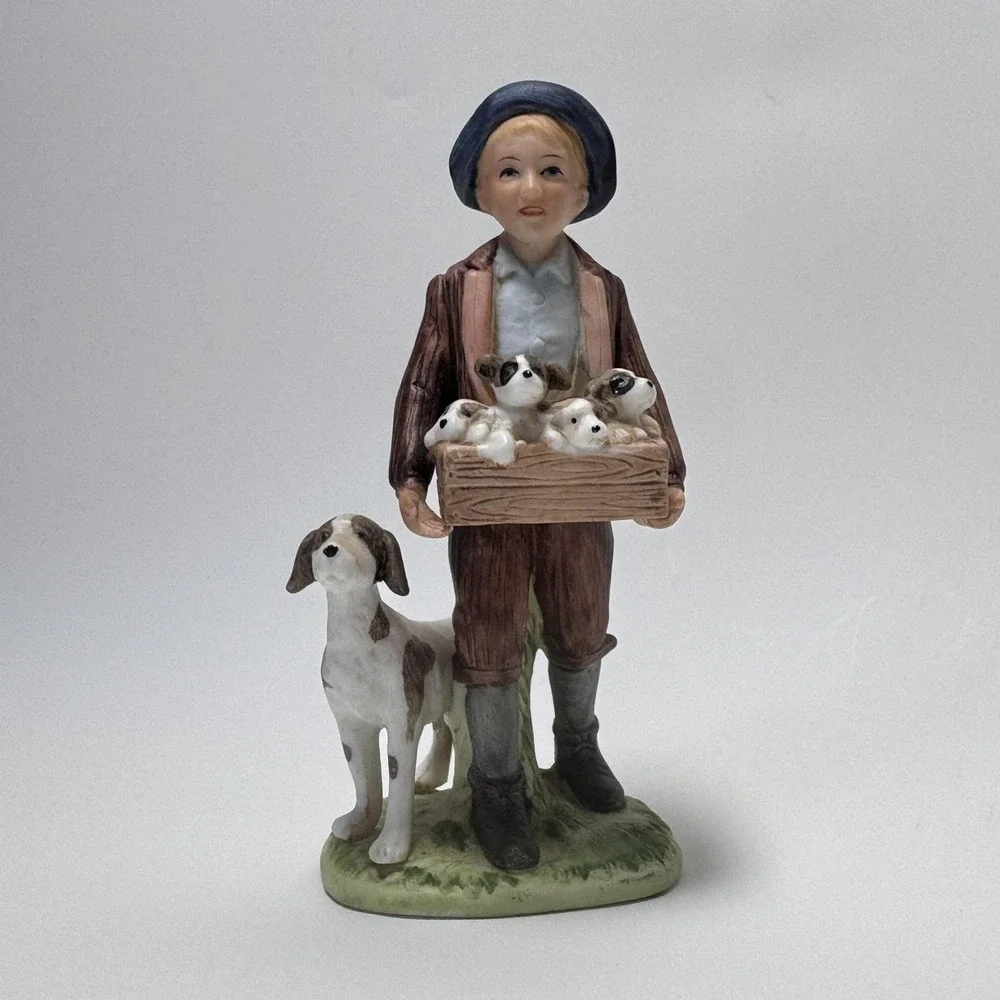 Vintage NRM, INC. Resin Statue Puppy Love By Norman Rockwell Multicolor Standard